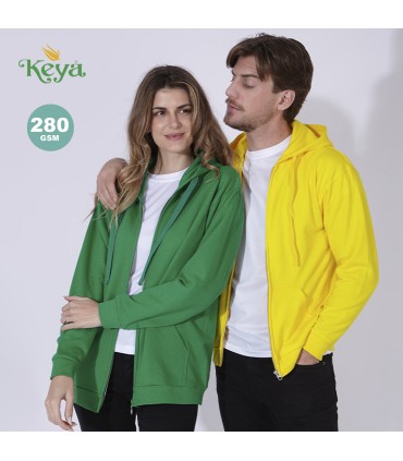 Sudadera Adulto Capucha + Cremallera "keya" SWZ280 - Textil - PromoShark Gepersonaliseerde geschenken voor bedrijven